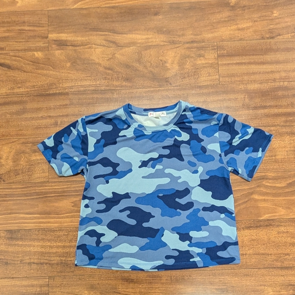 Blue Camouflage Kids T-Shirt